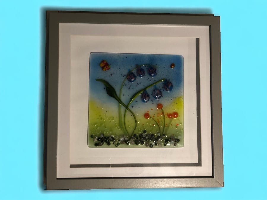 Abstract flowers - fused glass picture