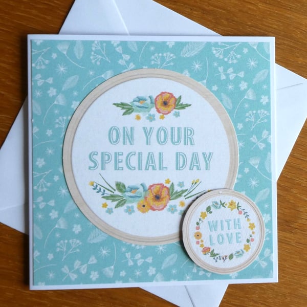On Your Special Day Card - Embroidery Hoop 