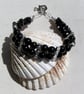 Black Onyx Gemstone Gothic Beaded Bracelet "Black Knight" - Image 2