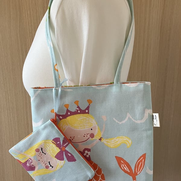 Mermaid Tote and Purse set, Handmade in the UK