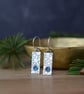 Textured Sterling Silver & Blue Topaz Earrings – Geometric Rectangle Earrings - Image 4