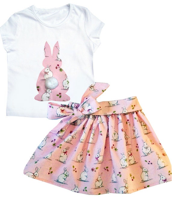 Girl's Rabbit Skirt and T-shirt Outfit, Easter Clothes, Kids Clothing
