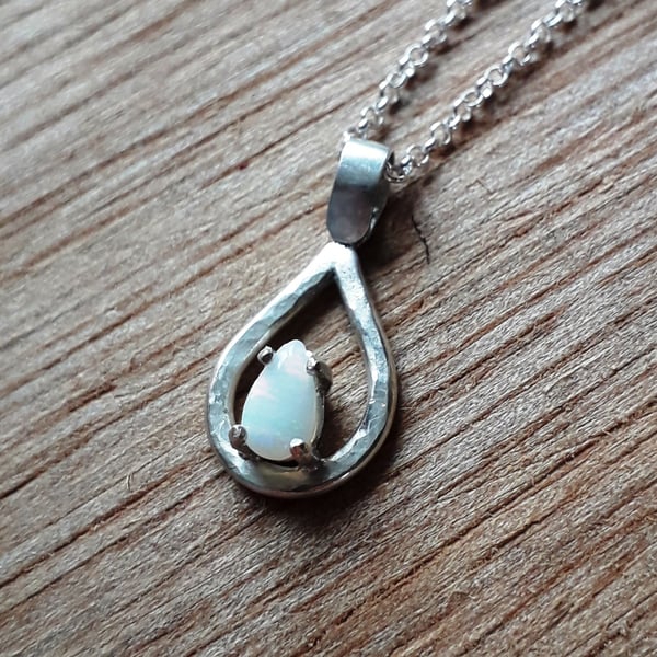 Opal Raindrop Necklace Sterling silver Coober Pedy Crystal Opal