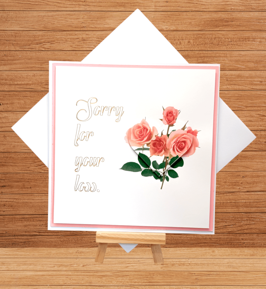 Beautiful pink roses 'Sorry for your loss' sympathy card