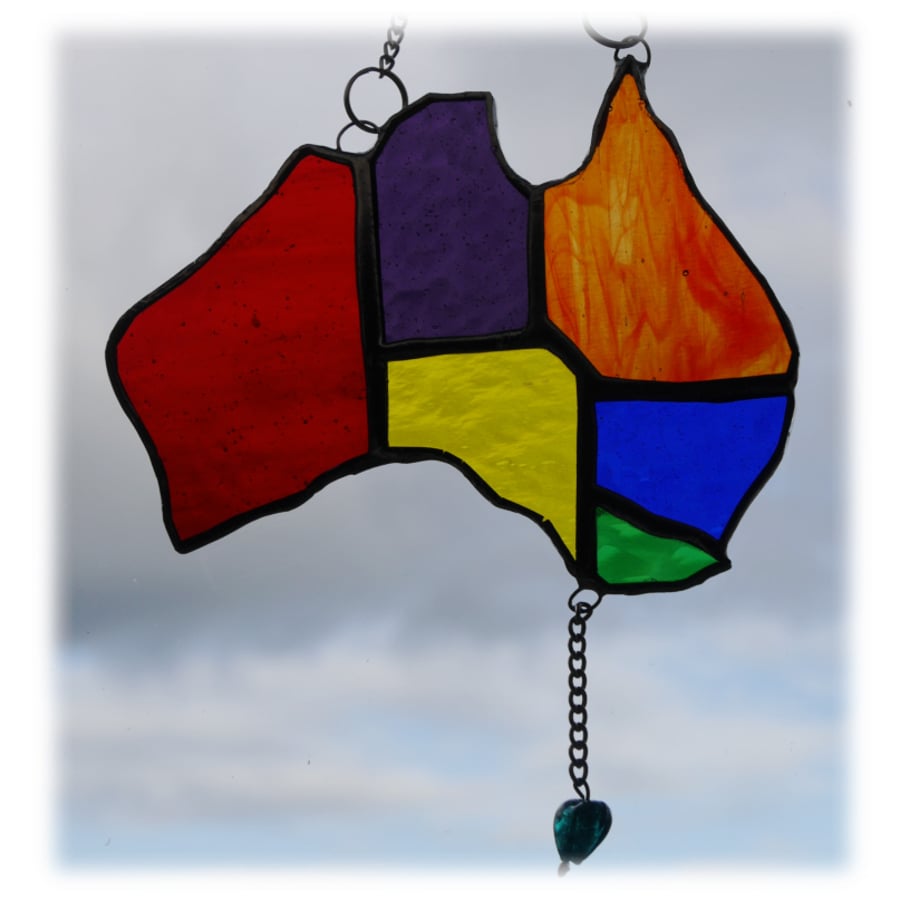 Australia Suncatcher Stained Glass Rainbow Map... Folksy