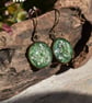 Hypoallergenic Real Pressed Flower Resin Earrings, Titanium Ear Hooks, Green - Image 3