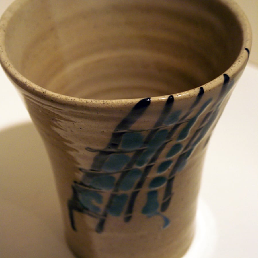 Pottery flower vase - navy and blue wheel thrown stoneware vase