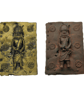 benin bronze plaque fridgemagnet, african king sculpture tribal art decoration, 