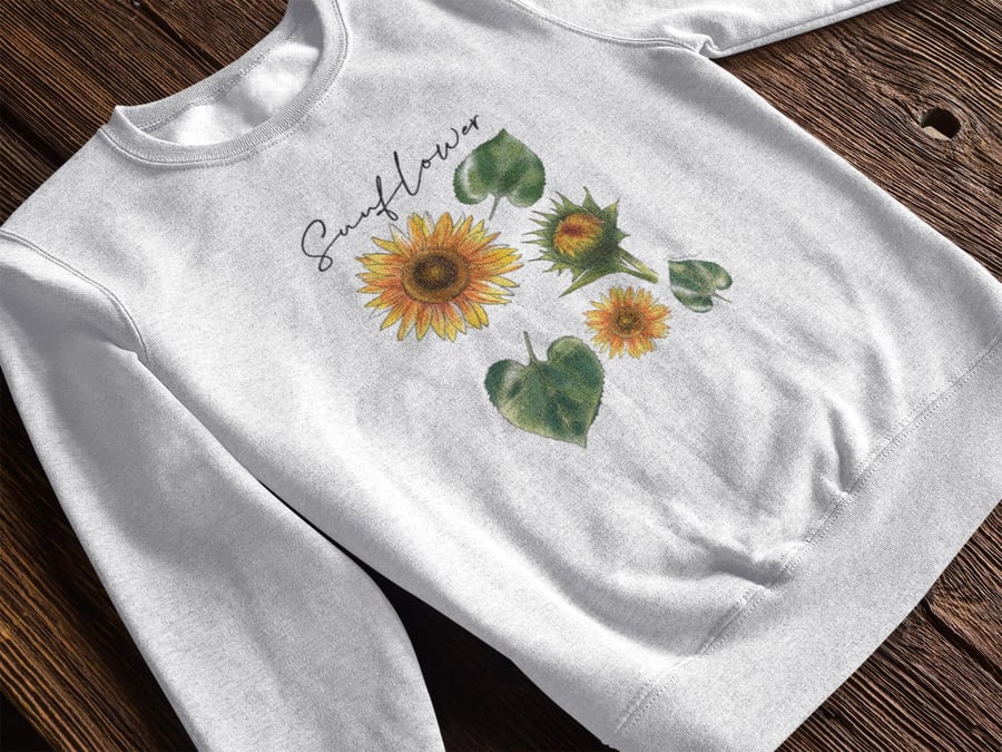 Sunflower sweatshirt, handmade Sweatshirt, Cute Floral Jumper