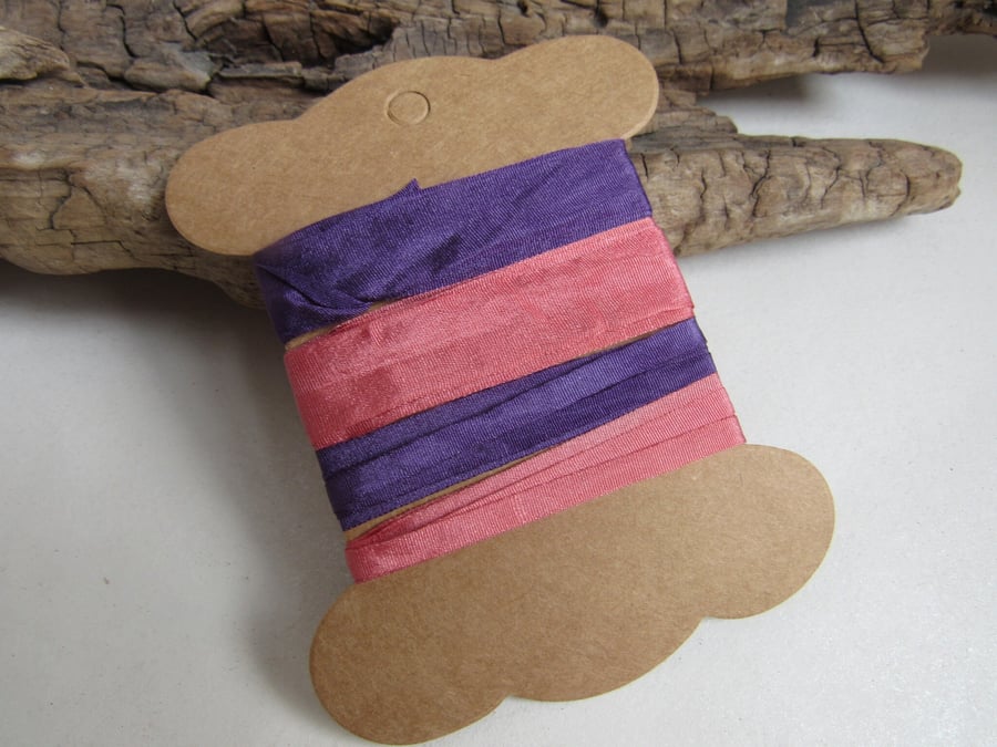 Brazilwood Logwood Natural Dye Pink Purple Silk Ribbon