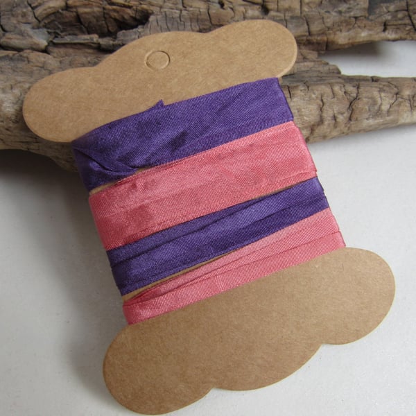 Brazilwood Logwood Natural Dye Pink Purple Silk Ribbon