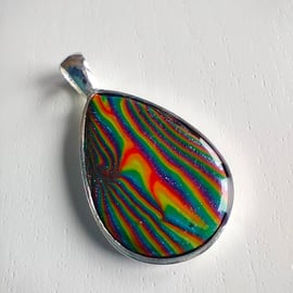 Dark Psychedelic Teardrop Rainbow Pendant