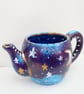 Moon & Stars Teapot Plant Pot - Hand-Painted Blue Ceramic - Image 2
