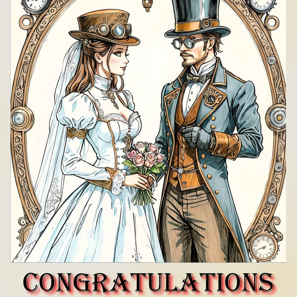 Congratulations Steampunk Card A5