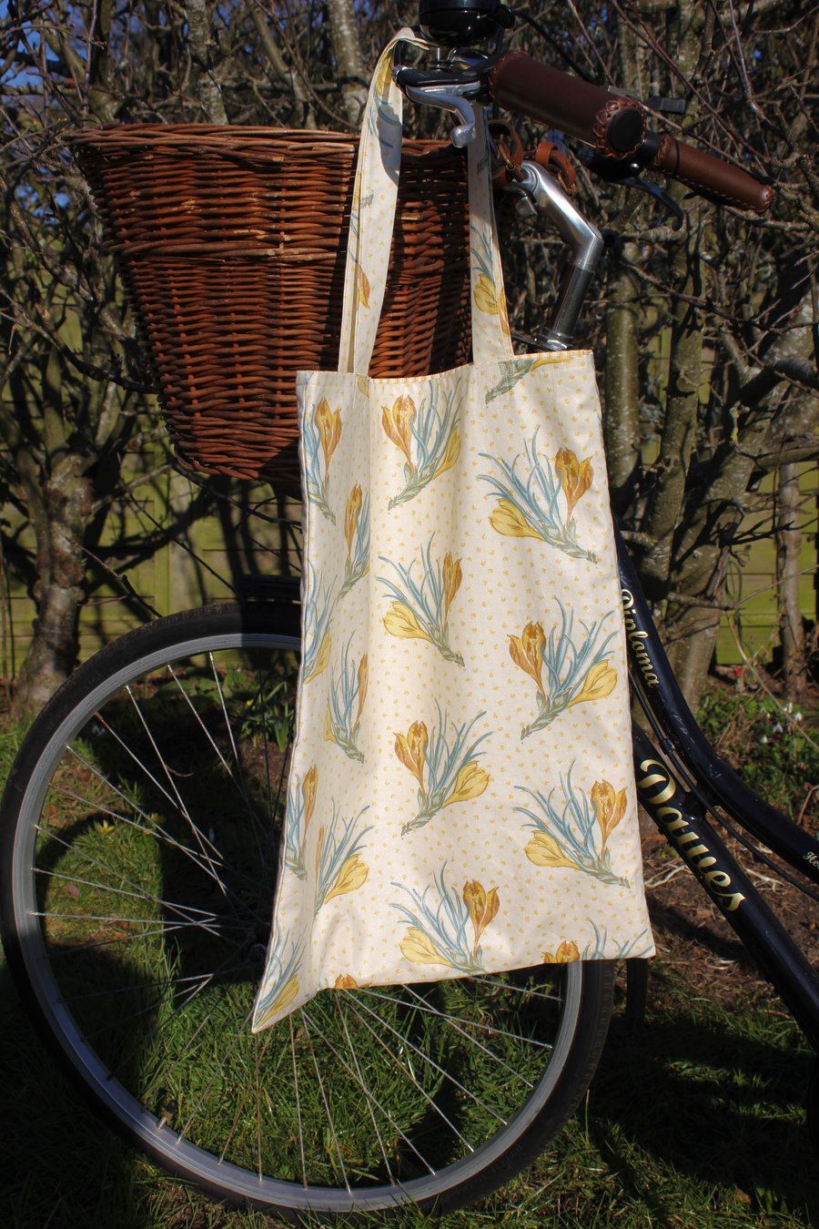 Large crocus print shopper bag made from Colefax & Fowler fabric - free postage