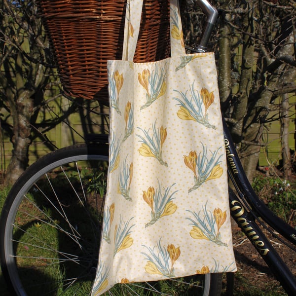 Large crocus print shopper bag made from Colefax & Fowler fabric - free postage