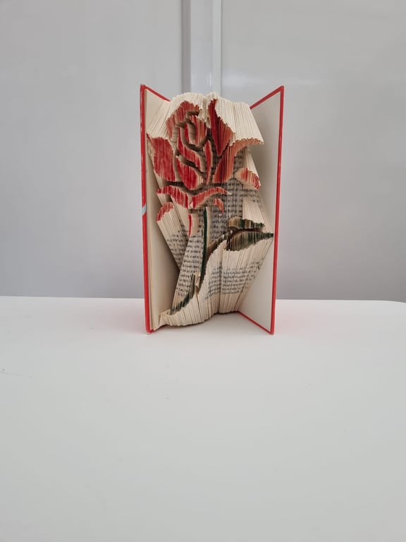 Vintage red rose book art