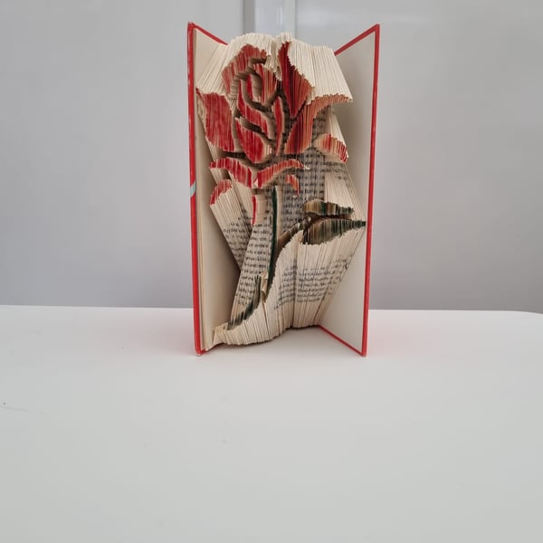 Vintage red rose book art