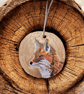 Beautiful hand painted fox disc decoration