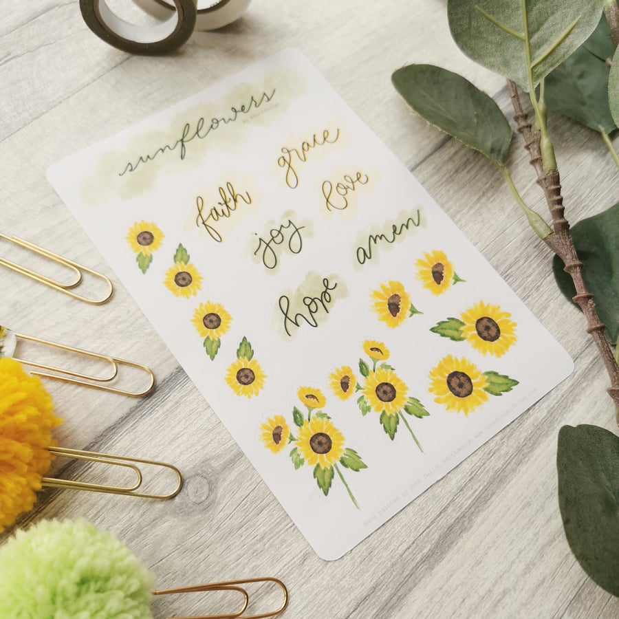 Sunflowers - Bible Journaling sticker sheet