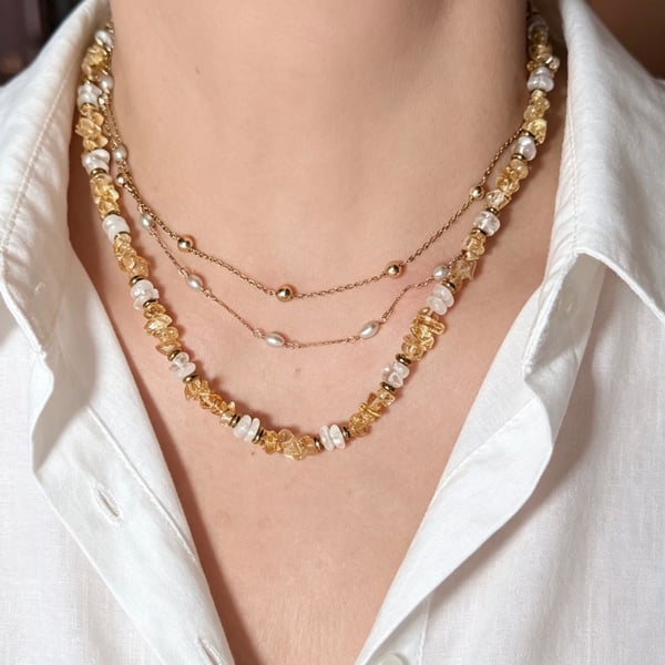 Artisan Golden Dawn Crystal Necklace