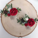 Christmas flower hair comb