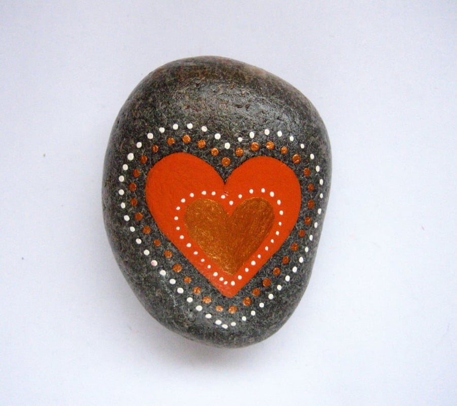 Valentine orange heart stone, paperweight