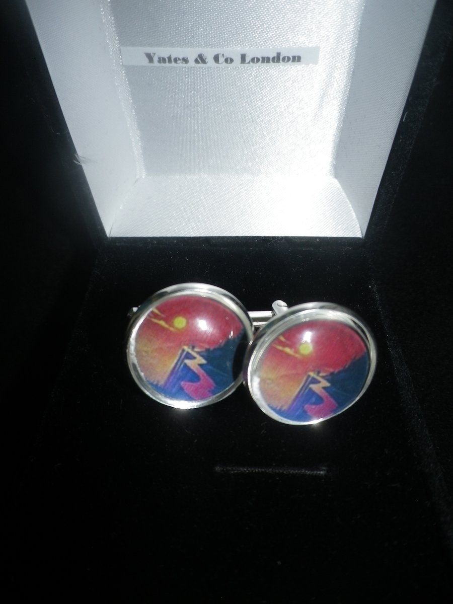 Mountain Path cufflinks, matching tie clip available, free UK shipping......
