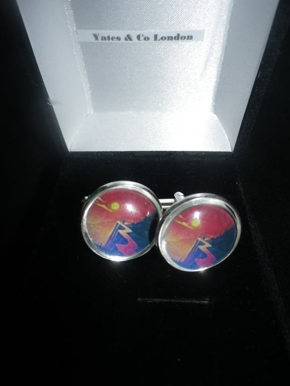 Mountain Path cufflinks,free shipping, gift wrapped, beautiful image, Ref 1234