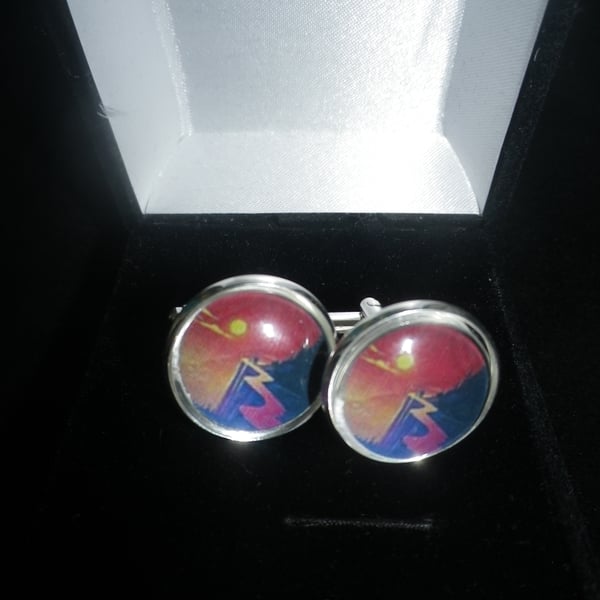 Mountain Path cufflinks, matching tie clip available, free UK shipping......
