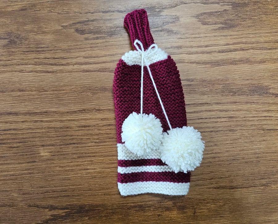 Diane's Burgundy & Cream Striped Wine Bottle Cover