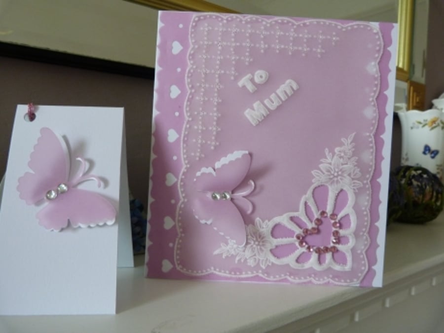 Parchment Heart Mothers Day card and gift tag