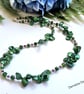 Keshi Pearl, Russian Diopside, Rare Rhodalite Garnet Sterling Silver Necklace  - Image 2