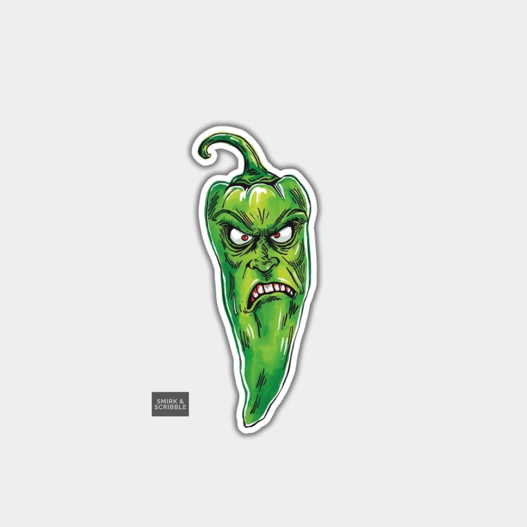 Funny Vinyl Sticker For Adults - Cute Grumpy Chilli Pepper