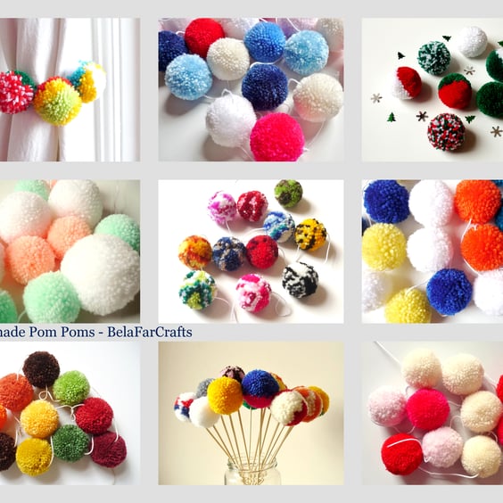 Party poms poms - Bunting & Garlands - Gift box decor - Proto props