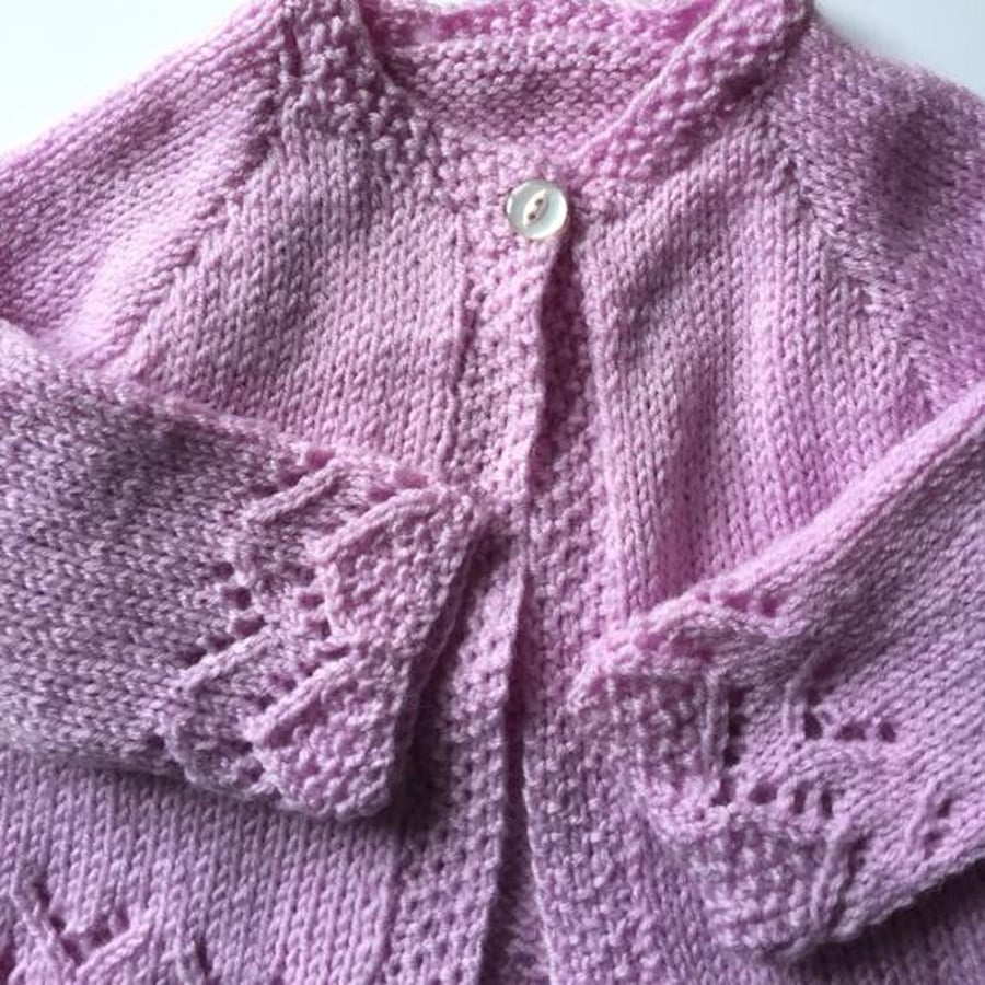 3-6 hand knitted pink cardigan