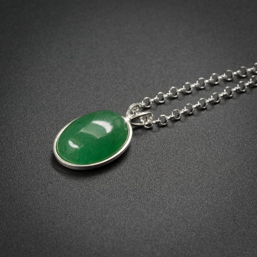 Green Aventurine, sterling silver pendant necklace,  Gemini, Virgo jewellery