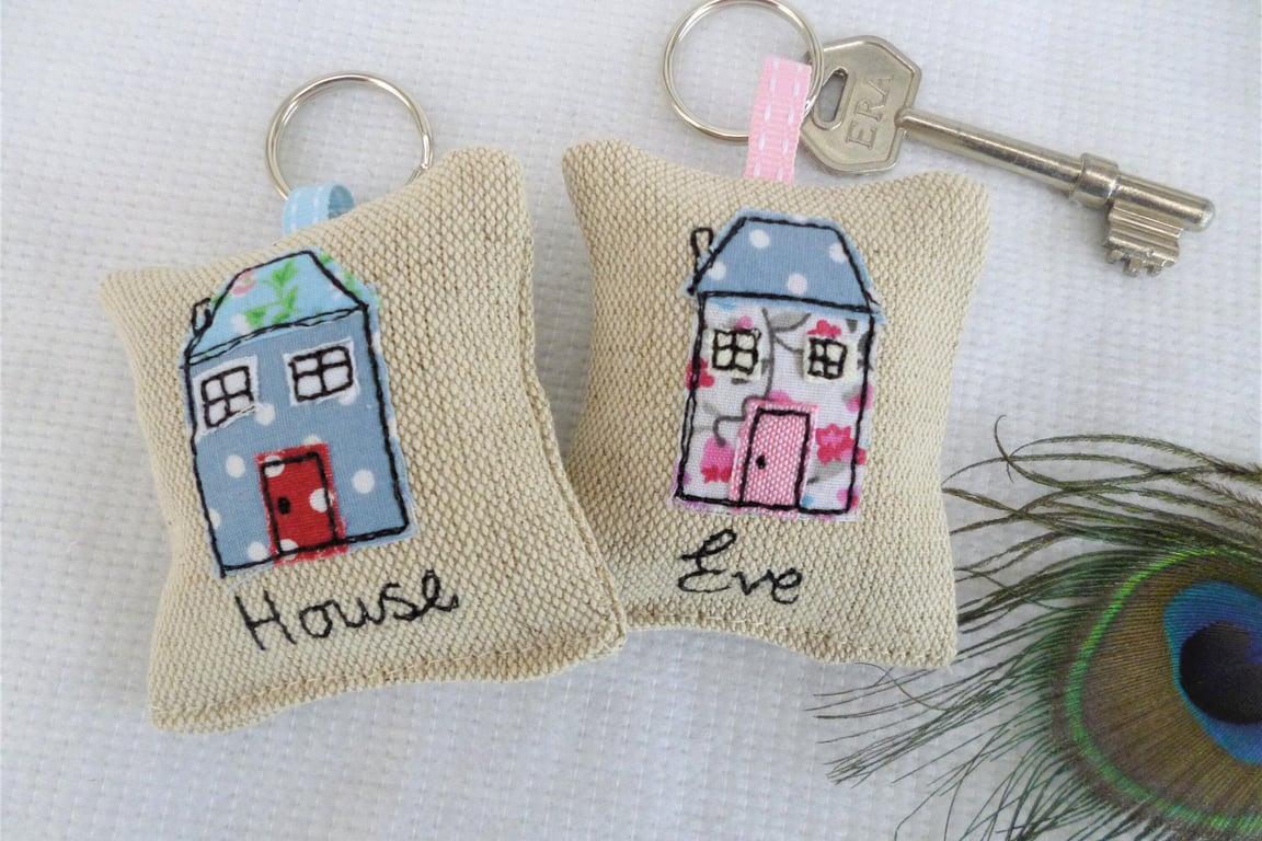 Home House Keyring with Personalisation - Choice of Colours - Housewarming gift