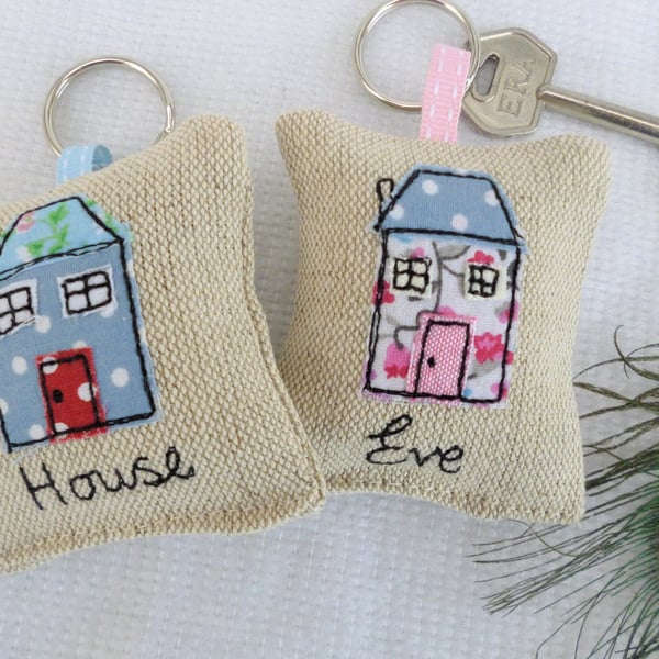 Home House Keyring with Personalisation - Choice of Colours - Housewarming gift