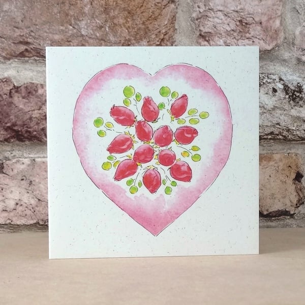 Blank Card Rose Heart  Eco Friendly