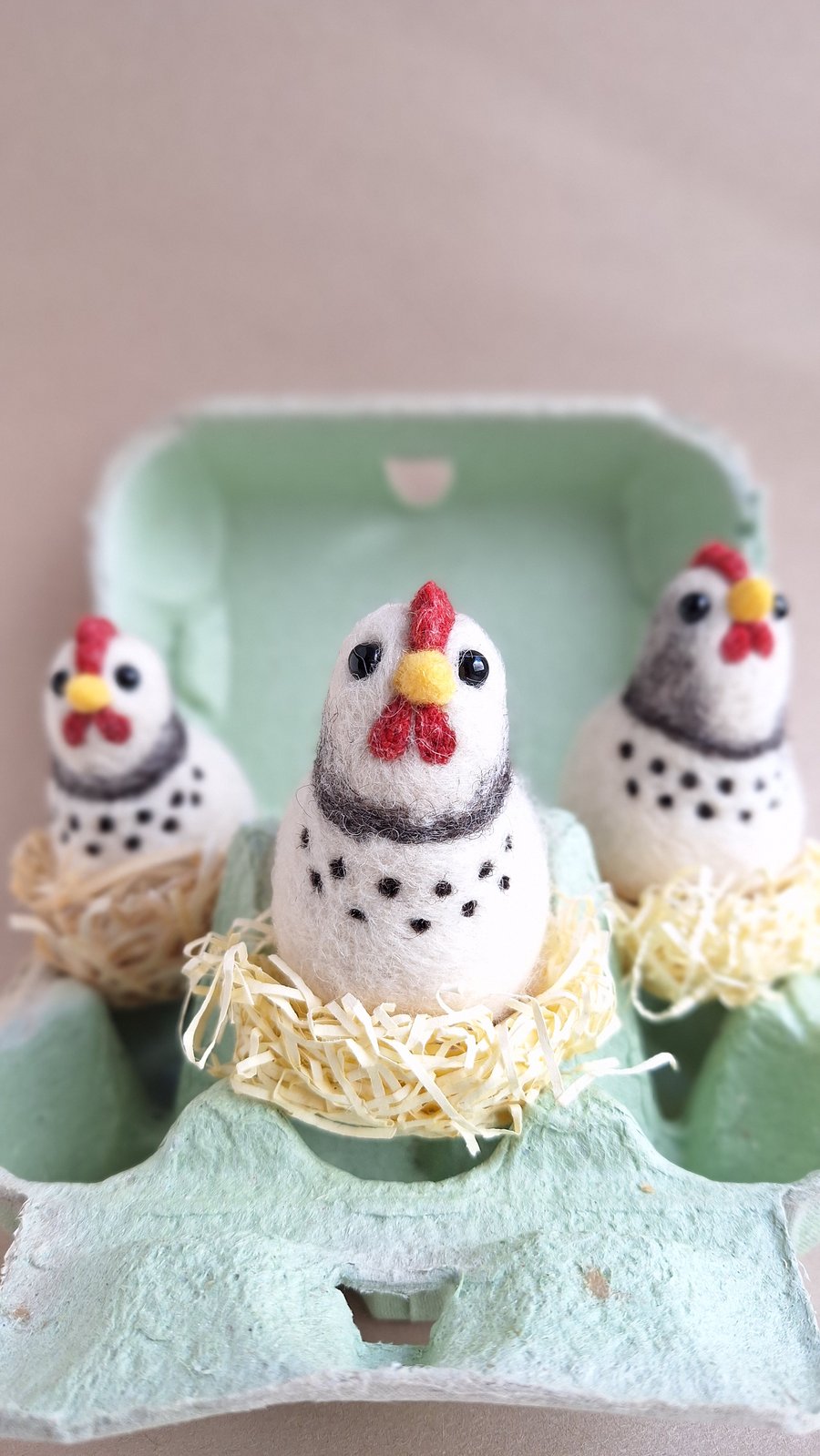 Felted Chickens - White