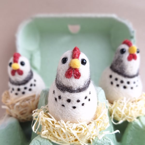 Felted Chickens - White