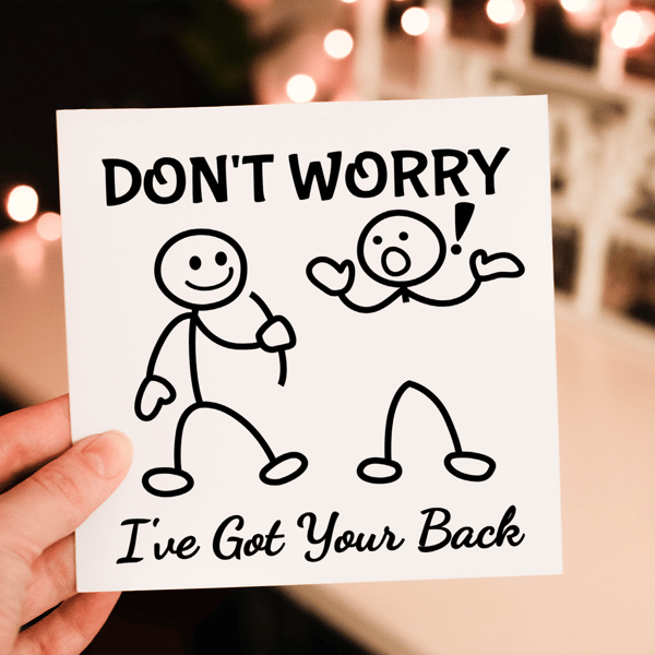 Stick People Friends Birthday Card, Card for Friend, I've Got Your Back Birthday