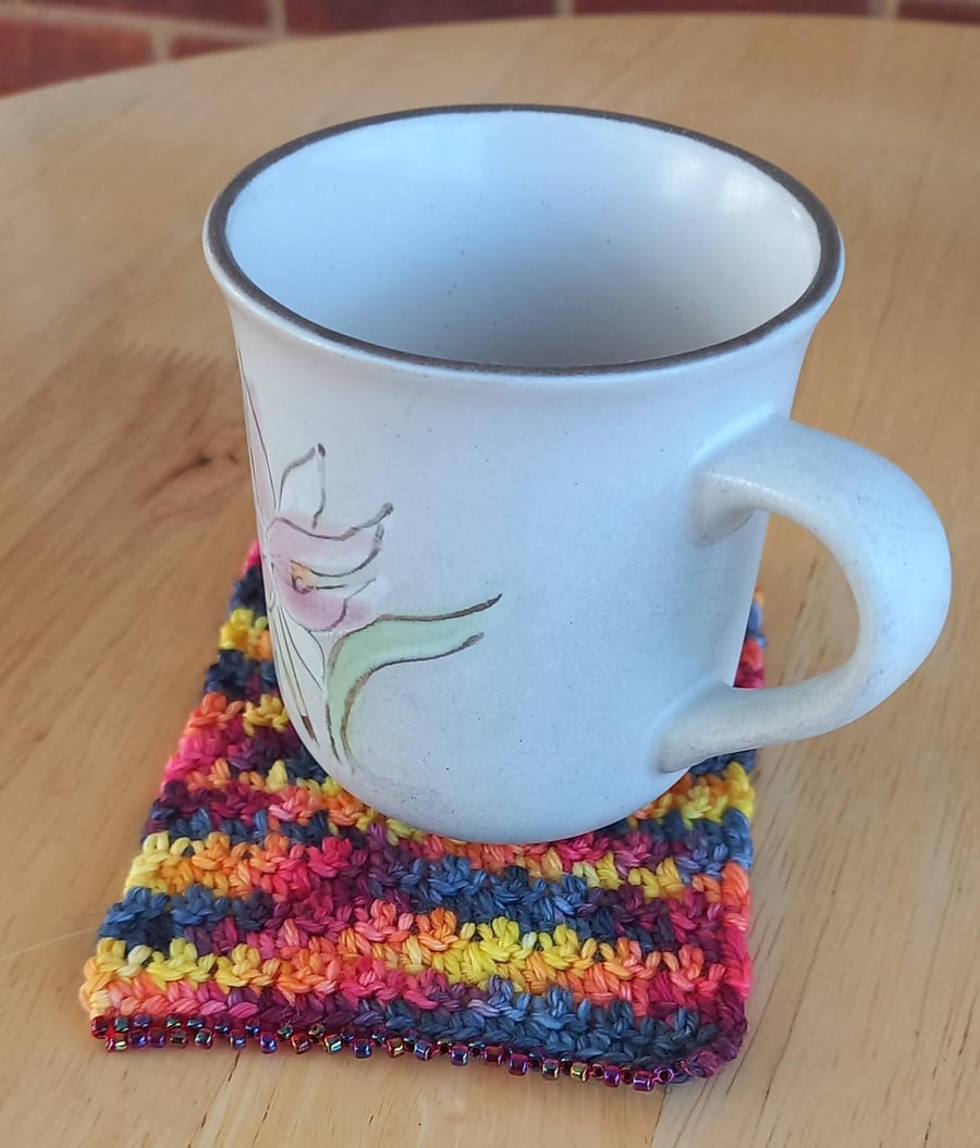 Set of 4 Coasters, Handmade Crochet Mug Rugs, Eco Gift for Coffee & Tea Lovers