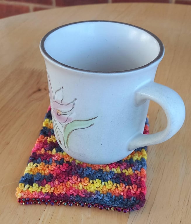 Set of 4 Coasters, Handmade Crochet Mug Rugs, Eco Gift for Coffee & Tea Lovers