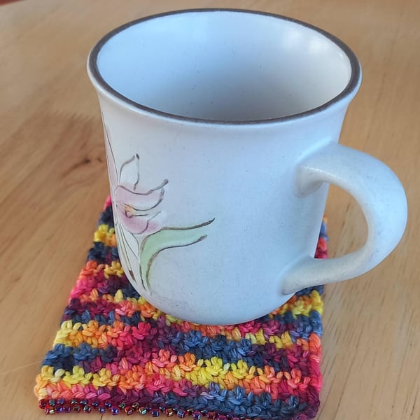 Set of 4 Coasters, Handmade Crochet Mug Rugs, Eco Gift for Coffee & Tea Lovers