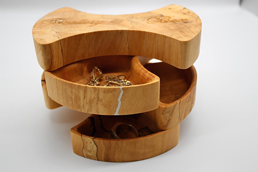 Sculptural Ash Wood 4-Drawer Jewelle Organizer — Handcrafted, Sustainable Box