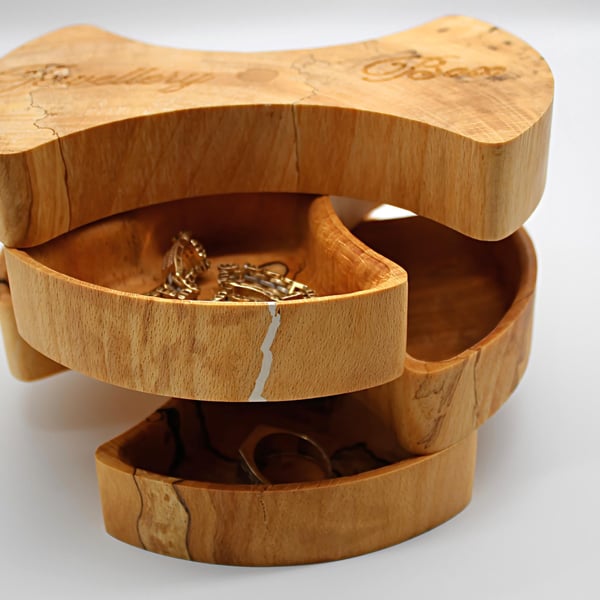 Sculptural Ash Wood 4-Drawer Jewelle Organizer — Handcrafted, Sustainable Box