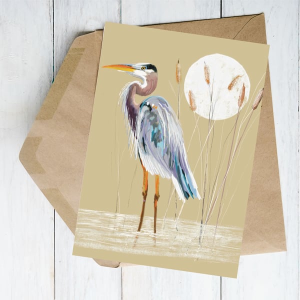 Blank Heron bird blank card