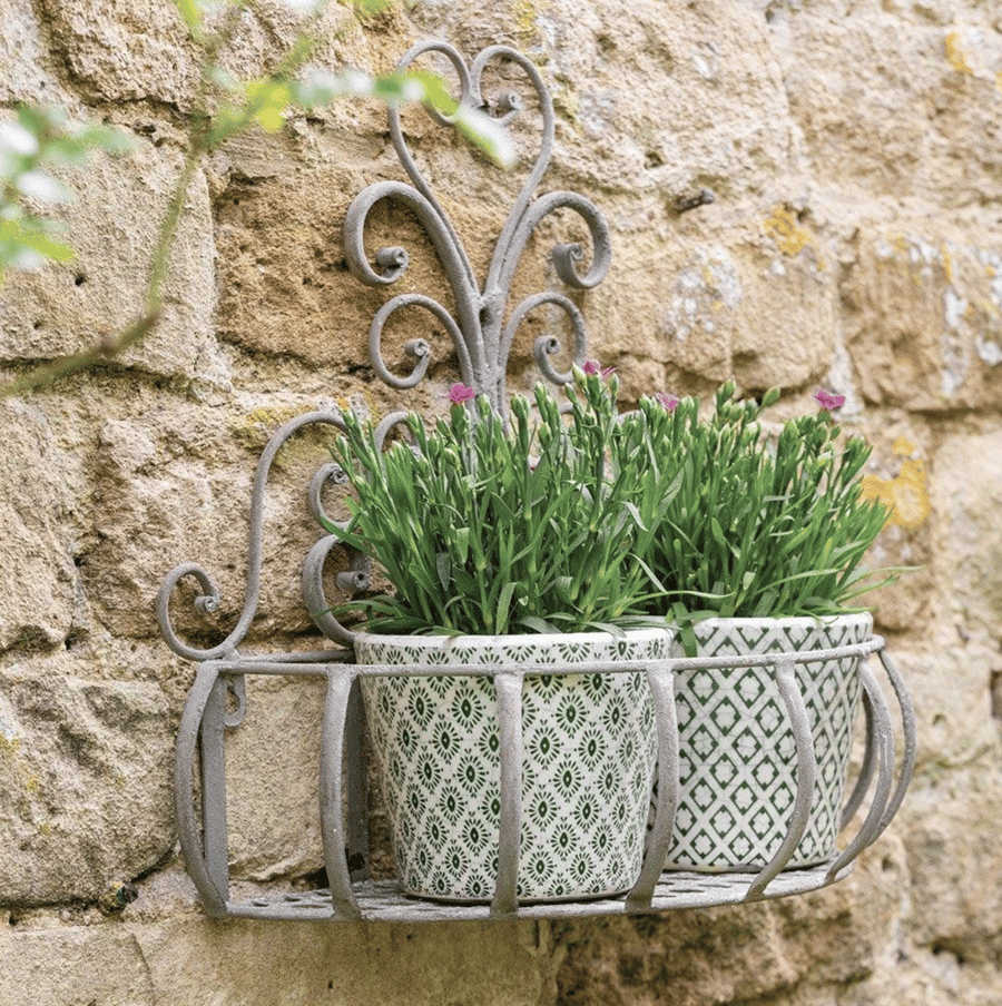 Wall Hung Metal Planter, Rustic Wall Plant Pot Holder, Pretty Plant Pot Cage